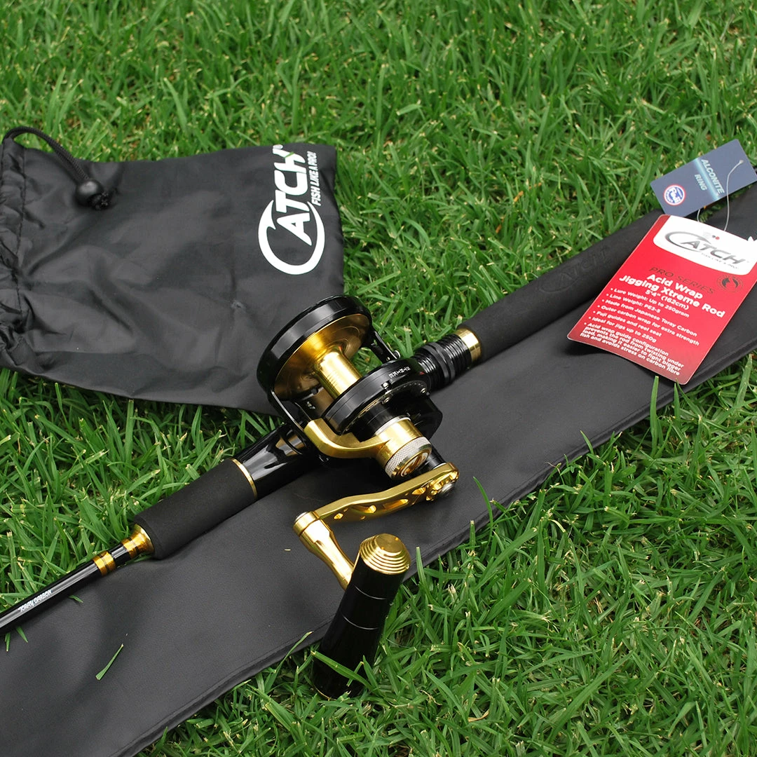 Rod & Reel Combos Catch Pro Series JGX5000 + Acid Wrap Jigging Combo 30kg Drag 5ft 4in 1 Piece 150-250 Gram