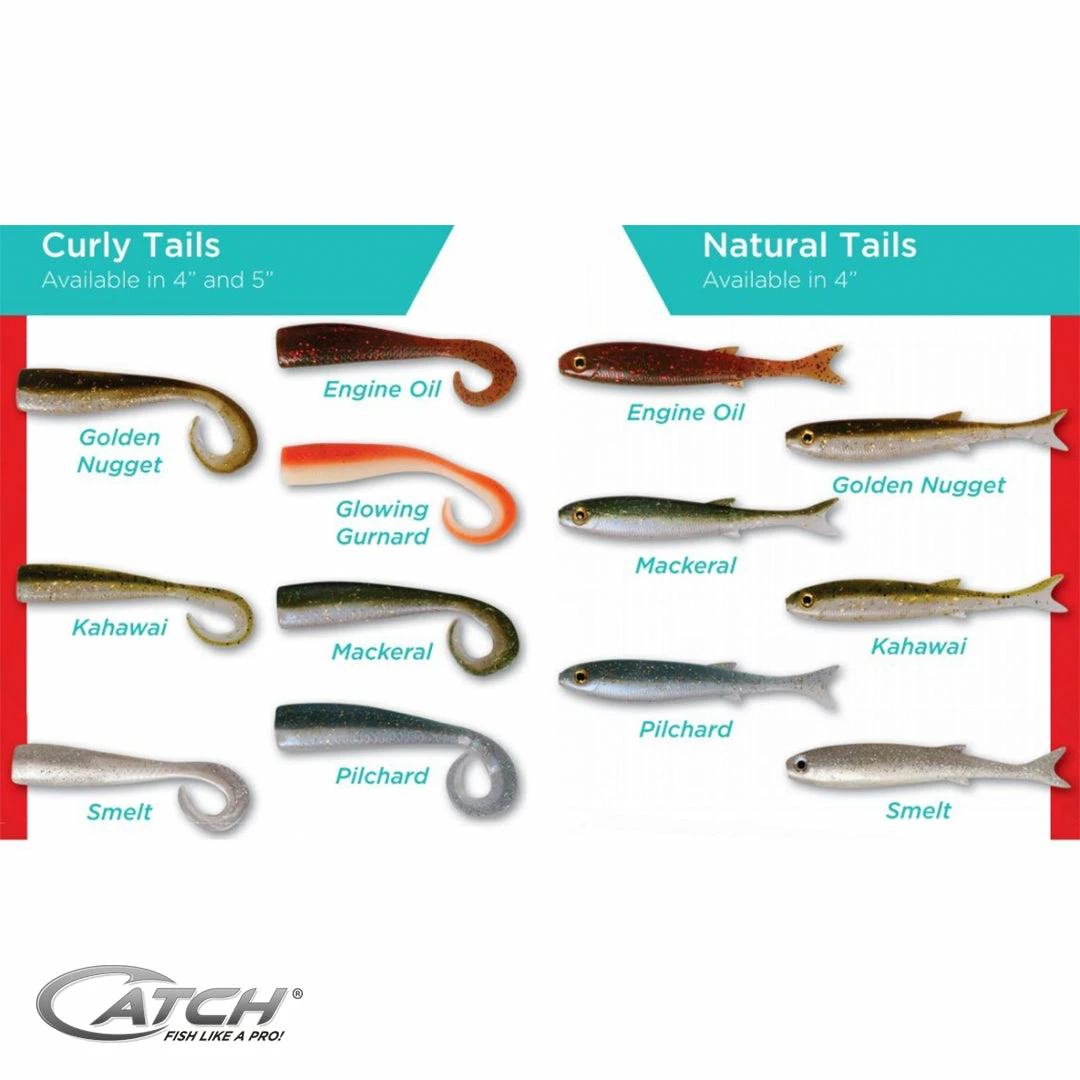 Catch Livies Softbait Pack - Curly Tail Engine Oil Soft Baits