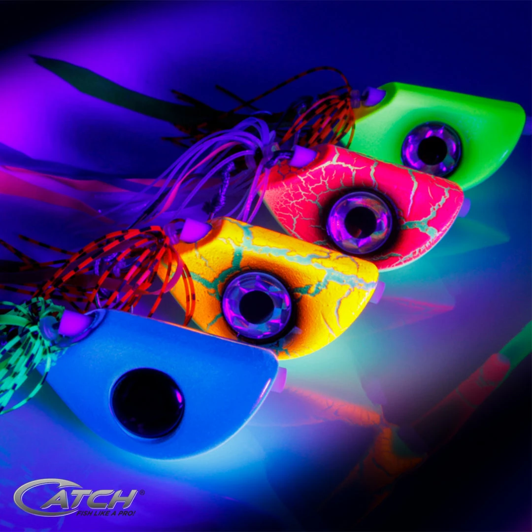 Lures, Jigs & Rigs Catch Beady Eye Kabura Jig In Orange Crackle With Glow And UV (60-150g)