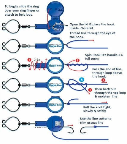 Hook-Eze Tools & Accessories Large Hook Eze Fishing Knot Tying Tool Twin Pack In Blue