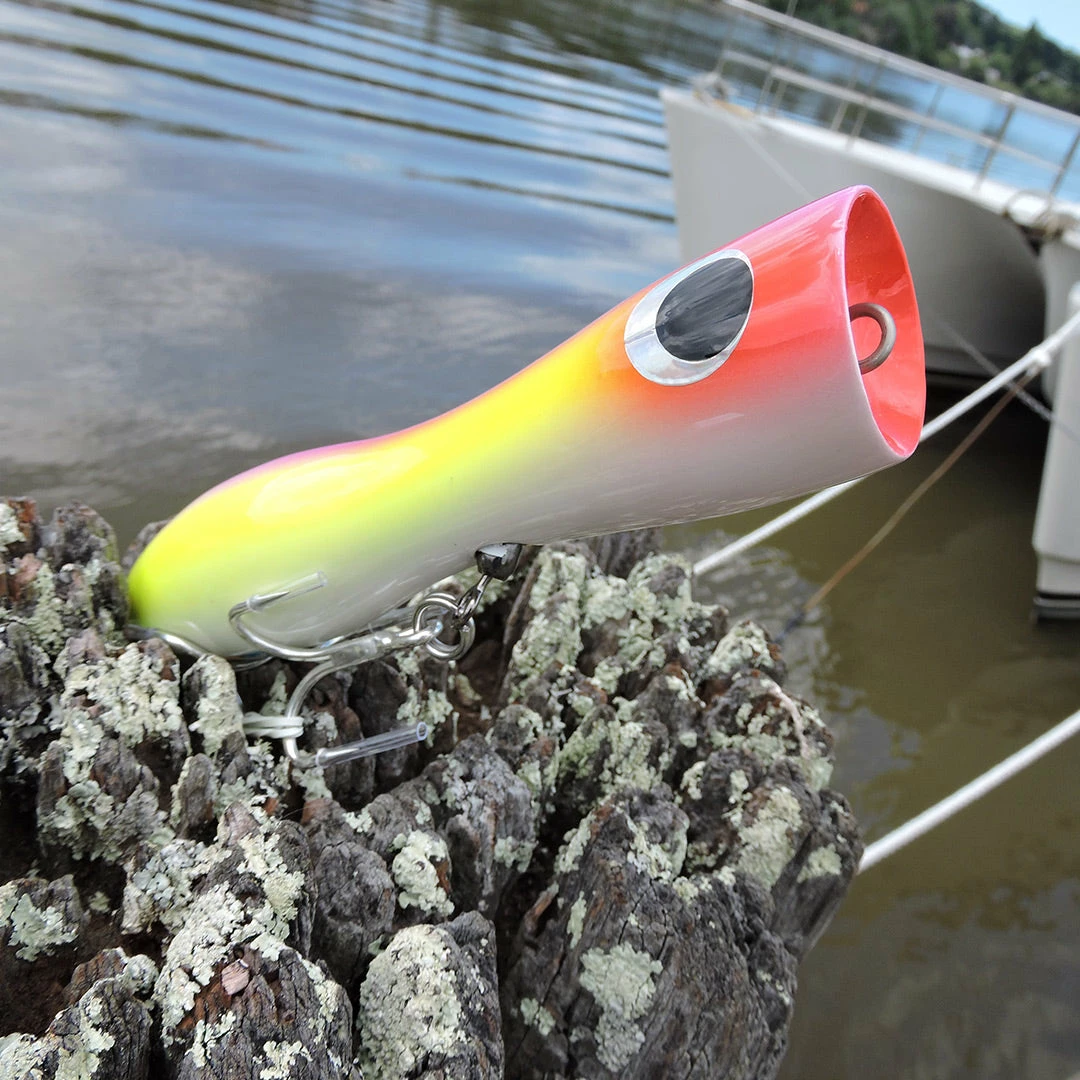 SnapperTackle Kingfish Popper - Pink And Lime Snapper Tackle Balsawood Popper